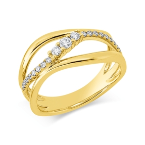 Ring aus 585 Gold Gelbgold 21 Brillanten 0,22ct W-SI/PI B:9,1mm
