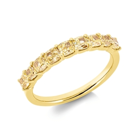Ring aus 750 Gold Gelbgold 9 Diamanten Kissen-Schliff 1,19ct gelb B:3,1mm