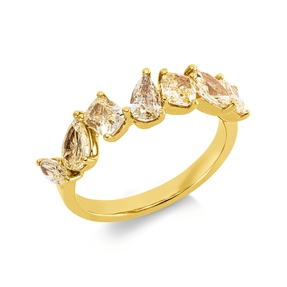 Ring aus 750 Gold Gelbgold 7 Diamanten Fanatsy-Schliff 2,01ct gelb B:6mm