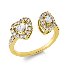 Ring Herz aus 750 Gold Gelbgold 38 Diamanten 0,73ct B:9,5mm