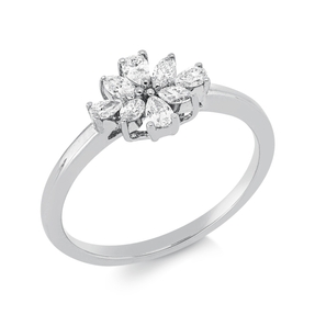 Ring aus 750 Gold Weißgold 8 Diamanten 0,33ct TW-VSI B:7,5mm