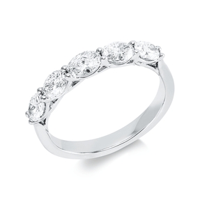 Ring aus 750 Weißgold 5 Diamanten Oval-Schliff 0,93ct TW-VSI B:3,4mm 4er-Krappe