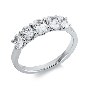 Ring aus 750 Gold Weißgold 5 Diamanten Oval-Schliff 1,17ct W-VSI B:5,2mm