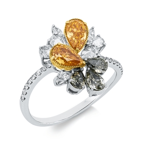 Ring aus 750 Gold gelb/weiß 29 Diamanten 1,64ct TW-SI B:15mm