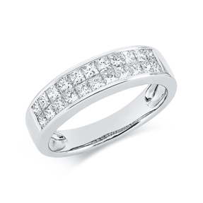 Ring aus 750 Weißgold 22 Diamanten Prinzess-Schliff 1ct F-VSI B:4,8mm