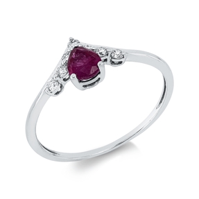 Ring aus 750 Weißgold Rubin 0,41ct rot 7 Brillanten 0,12ct F-SI B:8,1mm