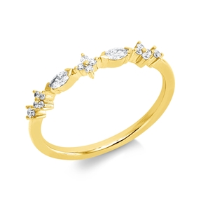 Ring aus 750 Gold Gelbgold 16 Diamanten 0,16ct TW-PI B:3mm