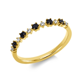 Ring aus 750 Gelbgold 11 Diamanten 0,24ct B:2,3mm Fassung teils schwarz rhodiniert