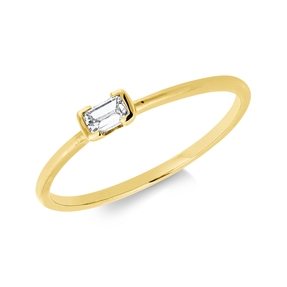Solitaire Ring aus 750 Gelbgold Diamant Smaragd-Schliff 0,16ct TW-SI B:2,9mm