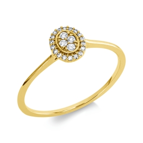 Ring aus 750 Gold Gelbgold 22 Diamanten 0,08ct TW-SI B:6,7mm