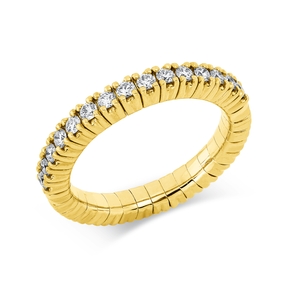 Flex-Ring aus 750 Gold Gelbgold 15 Brillanten 0,4ct TW-SI B:3,3mm 4er-Krappe
