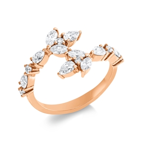 Ring aus 750 Gold Rotgold 16 Diamanten 1,11ct TW-SI B:13,3mm