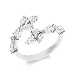 Ring aus 750 Gold Weißgold 16 Diamanten 1,11ct TW-SI B:13,3mm