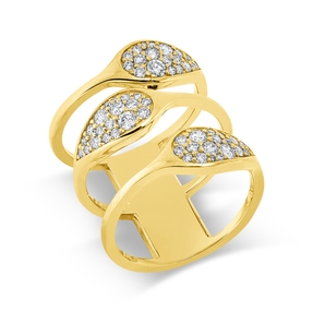 Pavé Ring aus 750 Gold Gelbgold 53 Diamanten 0,74ct TW-SI B:20,6mm