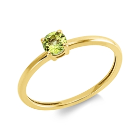 Ring aus 750 Gold Gelbgold Peridot 0,3ct grün B:4mm 4er-Krappe