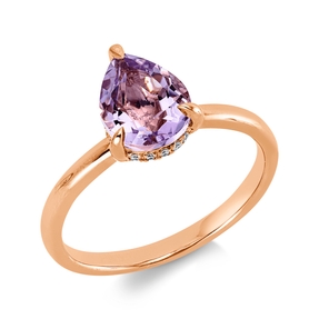 Ring aus 750 Rotgold Amethyst 1,51ct pink 17 Brillanten 0,06ct TW-SI B:9,9mm