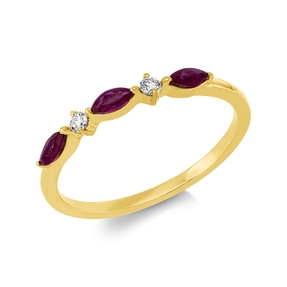 Ring aus 750 Gelbgold 3 Rubine 0,25ct rot 2 Brillanten 0,05ct TW-SI B:2,4mm