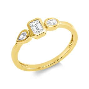 Ring aus 750 Gold Gelbgold 3 Diamanten 0,49ct TW-SI B:5,7mm Zarge