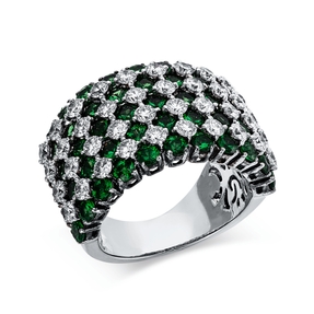 Ring aus 750 Weißgold 55 Tsavorithe 3,96ct grün 40 Brillanten 2,12ct TW-VSI/SI