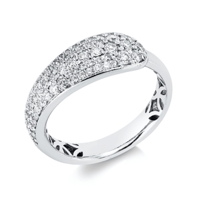 Pavé Ring aus 750 Gold Weißgold 69 Diamanten 0,6ct F-SI H:6,8mm