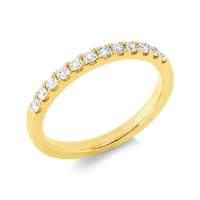 Halb-Memoire Ring aus 750 Gold Gelbgold 12 Brillanten 0,31ct TW-SI B:2,2mm