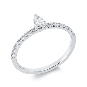 Ring aus 750 Gold Weißgold 15 Diamanten 0,33ct B:5mm 3er-Krappe