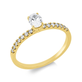 Ring aus 750 Gold Gelbgold 15 Diamanten 0,46ct B:5mm 4er-Krappe