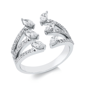 Ring aus 750 Gold Weißgold 48 Diamanten 0,99ct B:13,9mm