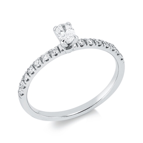 Ring aus 750 Gold Weißgold 15 Diamanten 0,34ct B:4,3mm 4er-Krappe