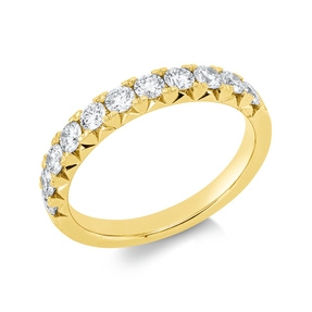 Halb-Memoire Ring aus 750 Gold Gelbgold 11 Brillanten 0,76ct TW-SI B:3mm