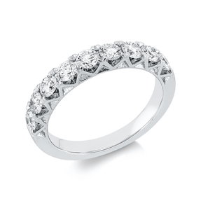 Halb-Memoire Ring aus 750 Weißgold 9 Brillanten 1,07ct TW-SI B:3,3mm Halb-Memoire Ring aus 750 Weißgold 9 Brillanten 1,07ct TW-SI B:3,3mm