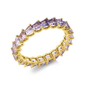 Ring aus 750 Gold Gelbgold 22 Saphire 3,48ct pink B:3,5mm