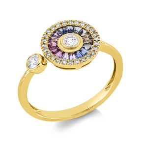 Ring 585 Gelbgold 16 Saphire 0,36ct mehrfarbig 28 Brillanten 0,25ct TW-SI B:10,3mm Ring 585 Gelbgold 16 Saphire 0,36ct mehrfarbig 28 Brillanten 0,25ct TW-SI B:10,3mm