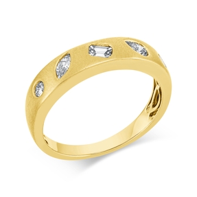 Ring aus 750 Gold Gelbgold 5 Diamanten 0,51ct TW-SI B:4,3mm mattiert Zarge