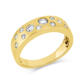 Ring aus 750 Gold Gelbgold 12 Diamanten 0,52ct TW-SI B:5,5mm mattiert Zarge