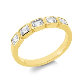 Ring aus 750 Gelbgold 5 Diamanten Smaragd-Schliff 0,81ct TW-SI B:3,3mm