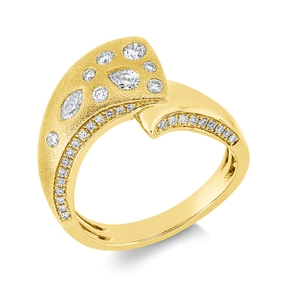 Ring aus 750 Gold Gelbgold 33 Diamanten 0,44ct TW-SI B:11,5mm mattiert