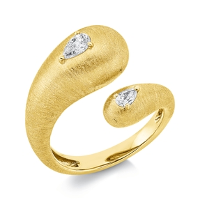 Ring aus 750 Gold Gelbgold 2 Diamanten 0,29ct TW-SI B:16mm mattiert