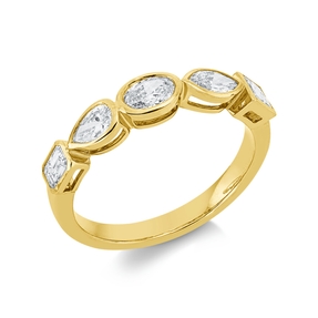 Ring aus 750 Gold Gelbgold 5 Diamanten 1ct TW-SI B:4,2mm Zarge