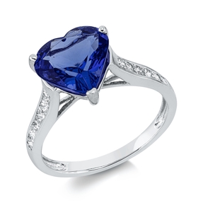 Ring aus 750 Weißgold Tansanit 2,71ct blau 12 Brillanten 0,43ct TW-SI B:10mm