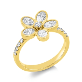 Ring aus 750 Gold Gelbgold 16 Diamanten 1,42ct TW-SI B:12,7mm