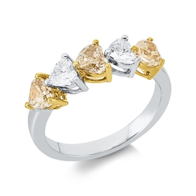 Ring aus 750 Gold gelb/weiß 5 Diamanten 1,84ct B:5,3mm