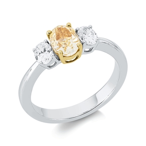 Ring aus 750 Gold gelb/weiß 3 Diamanten 1,48ct B:6,7mm
