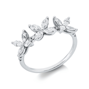 Ring aus 750 Gold Weißgold 26 Diamanten 0,81ct B:6,3mm
