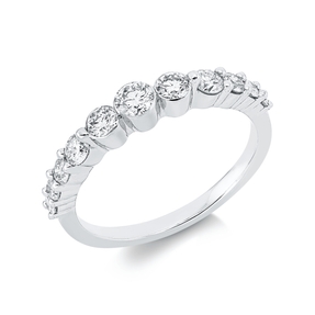 Ring aus 750 Gold Weißgold 11 Diamanten 0,65ct B:3,4mm