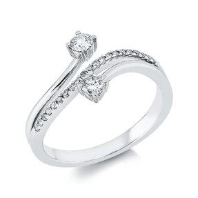 Ring aus 750 Weißgold 2 Brillanten 0,22ct W-PI 21 Diamanten 0,08ct W-SI B:10,5mm