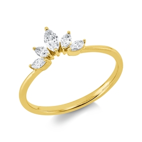 Ring aus 750 Gelbgold 5 Diamanten Navette-Schliff 0,27ct TW-VSI/SI B:6,5mm