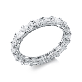 Ring aus 750 Weißgold 18 Diamanten Smaragd-Schliff 3ct TW-VSI/SI B:3mm