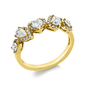 Ring aus 750 Gold Gelbgold 41 Diamanten 0,93ct TW-SI B:6mm