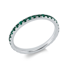 Ring aus 750 Gold Weißgold 34 Smaragde 0,45ct grün B:2mm